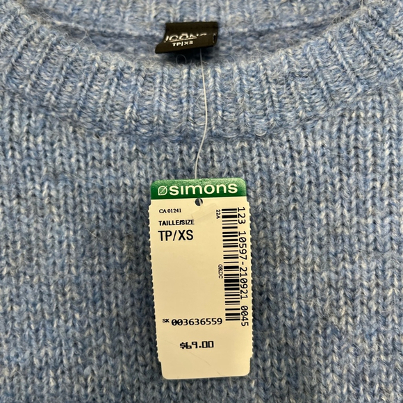 NWT Icone Simons Alpaca Wool Crewneck Sweater XS Blue Melange - Picture 3 of 13